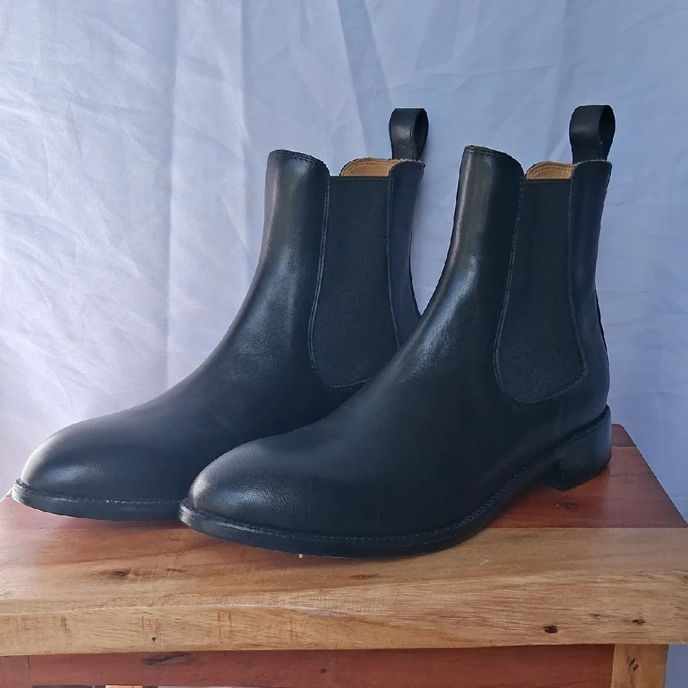 Quince Calfskin Leather Dress Chelsea Boots Black 8